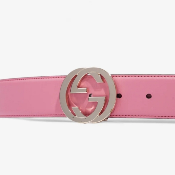 GUCCI GG woman's belt with Interlocking G buckle, leather in pink color - Picture 7 of 8